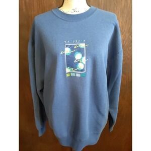 Vintage Golf Brindar Design Blue Pullover Sweatshirt Womens Large USA 90s Y2K